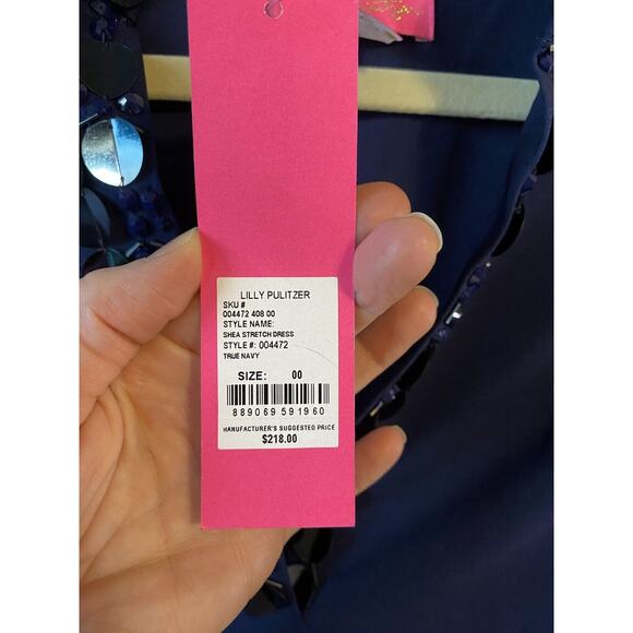 Lilly Pulitzer Dress Womens Size 00 NEW Navy Blue Stretch Mini Coastal Vacation - Picture 3 of 12